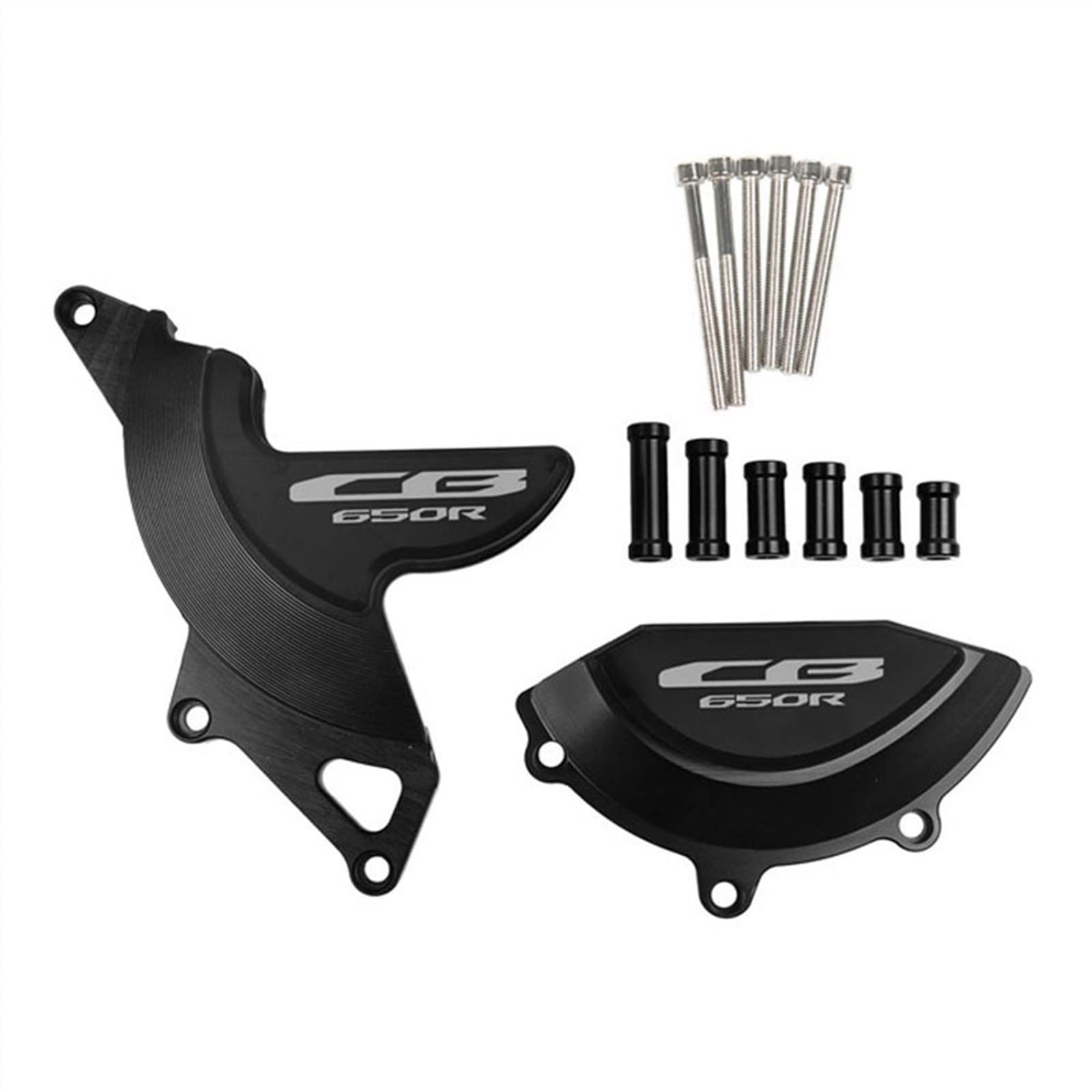 Sturzpads Motorrad Für H┐ONDA CB650R CB 650R 2019 2020 2021 Motorrad Motorgehäuse Stator Kupplungsabdeckung Guards Crash Pad Frame Sliders Protector(Black,Logo CB650R) von SOFBO