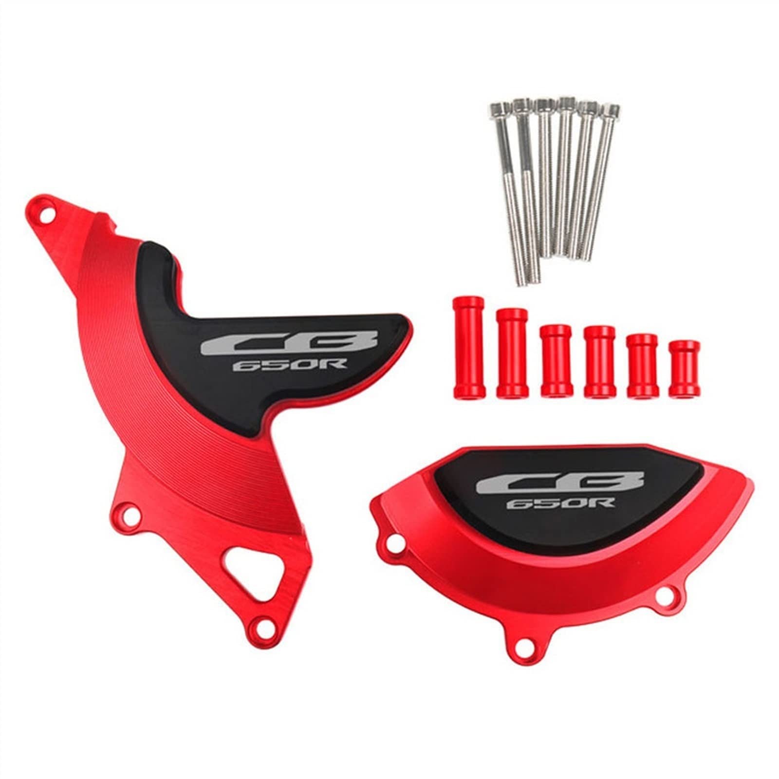 Sturzpads Motorrad Für H┐ONDA CB650R CB 650R 2019 2020 2021 Motorrad Motorgehäuse Stator Kupplungsabdeckung Guards Crash Pad Frame Sliders Protector(Red,Logo CB650R) von SOFBO