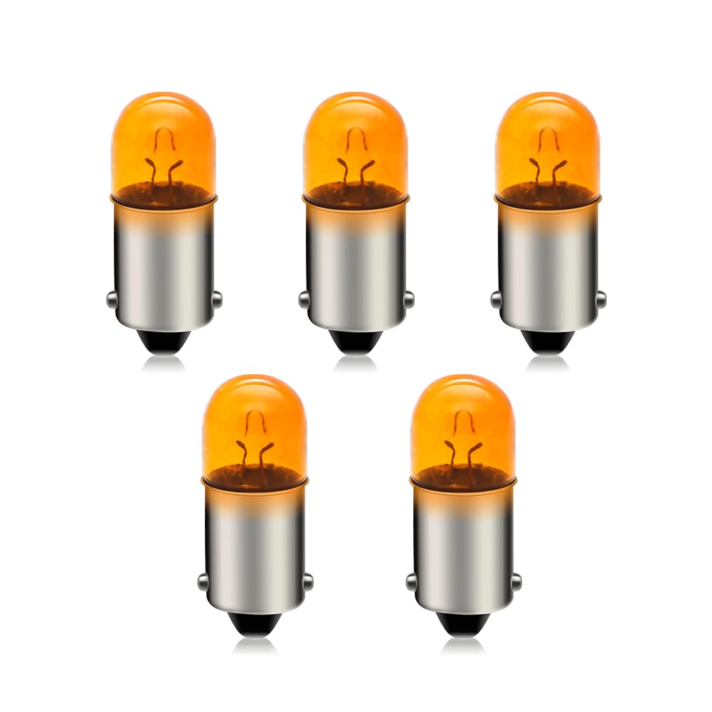 SOFOC-BA9S Innenlampen für Auto Armaturenbrett Anzeigelampen Auto Dome Light Kartenlampe Kofferraumbeleuchtung usw. 12V 5W Gelb 5 Stück von SOFOC