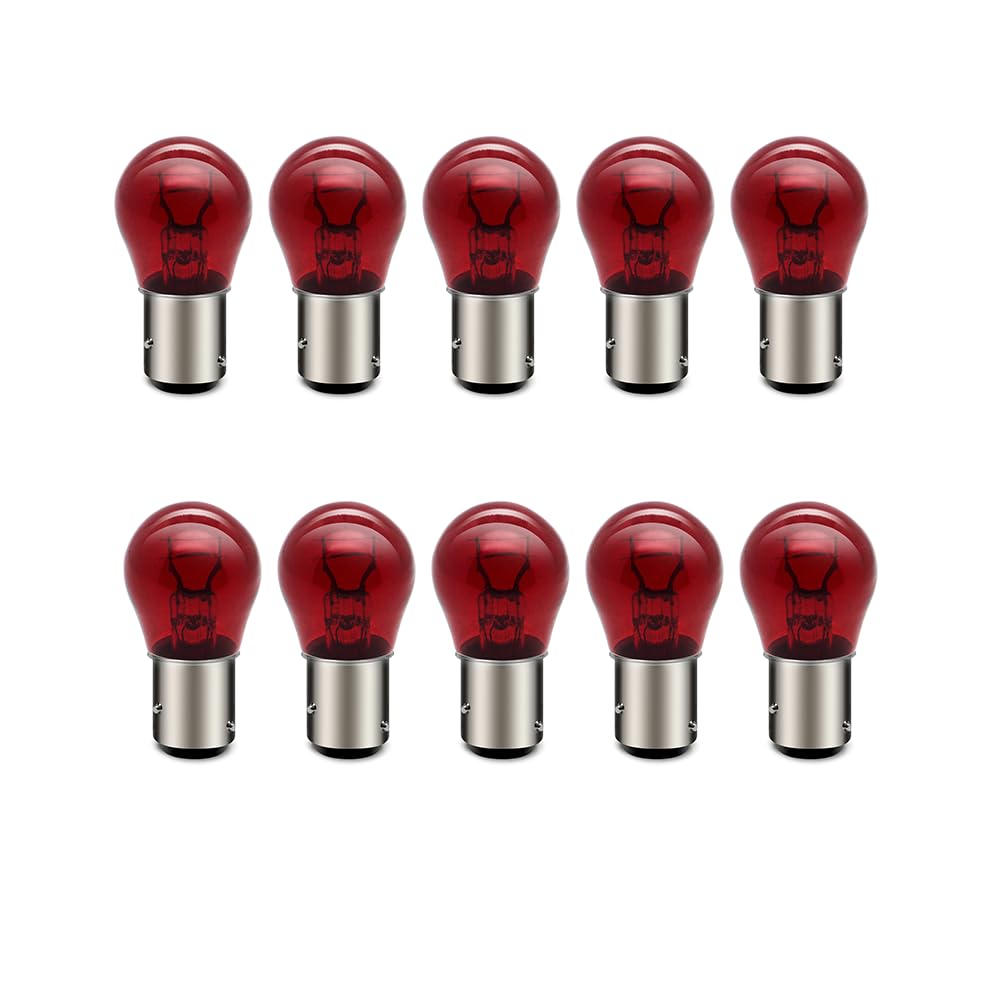 SOFOC BAW15D PR21W Bremslichter Blinker Lampen für Auto/Motorrad S25 12V 21W Rot Fern- / Abblendlicht Design 10pcs von SOFOC