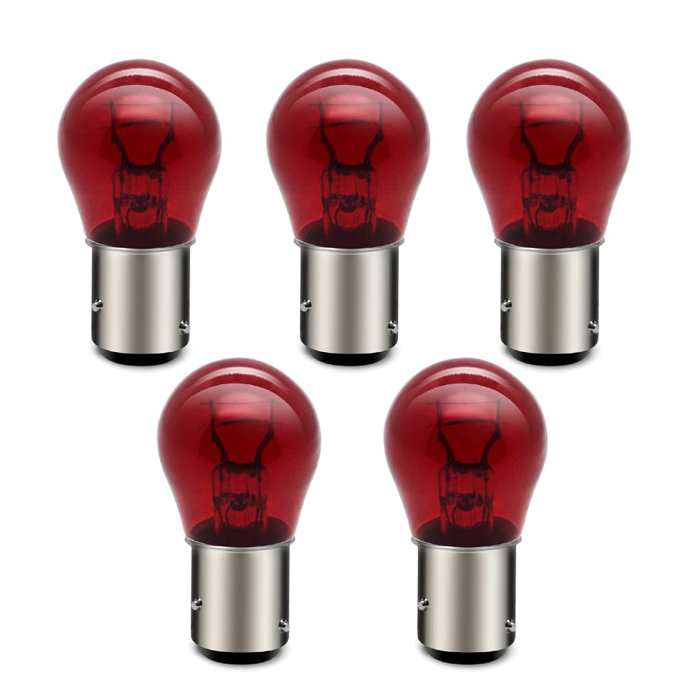 SOFOC BAW15D PR21W Bremslichter Blinker Lampen für Auto/Motorrad S25 12V 21W Rot Fern- / Abblendlicht Design 5Pcs von SOFOC