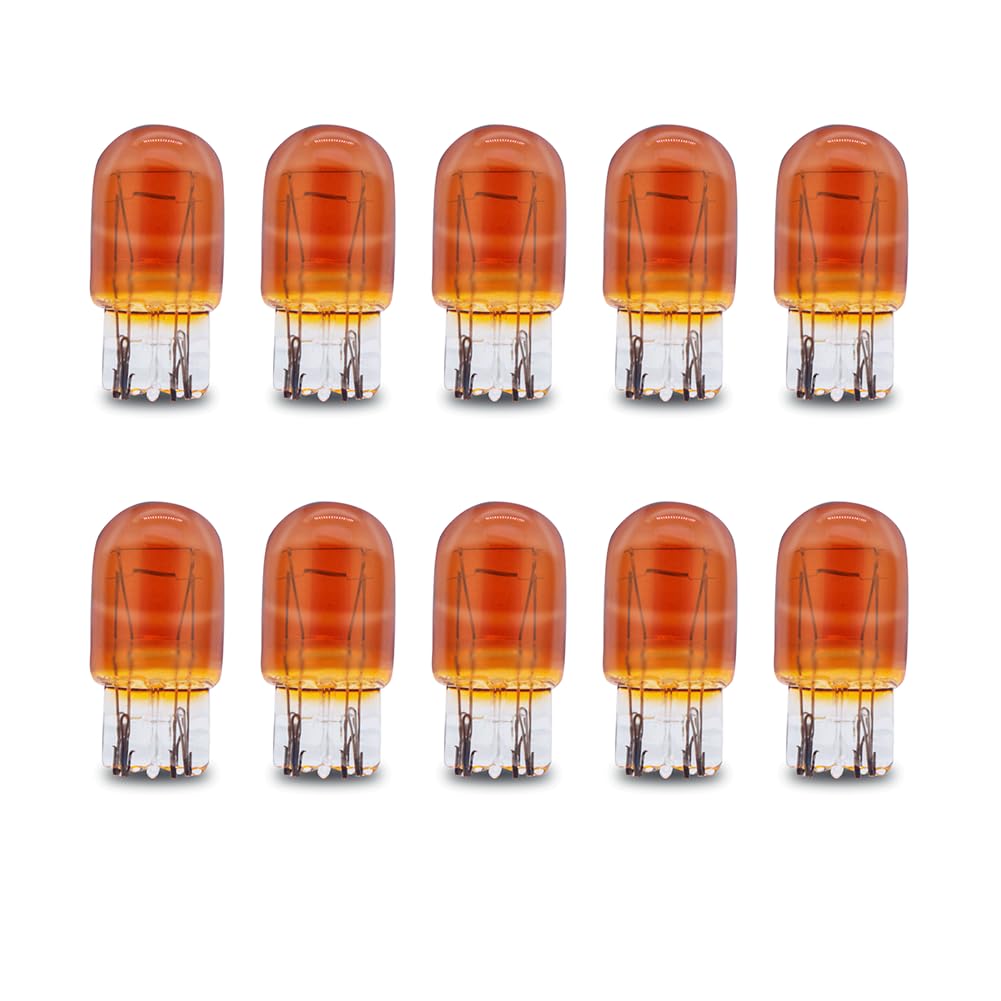 SOFOC-T20 W21W Auto-Halogenlampen für Bremslicht Stoplichter Rückfahrlichter Tagfahrlicht Blinker 12V 21W Bernstein-Gelber Lichtstrahl 10 Stück von SOFOC