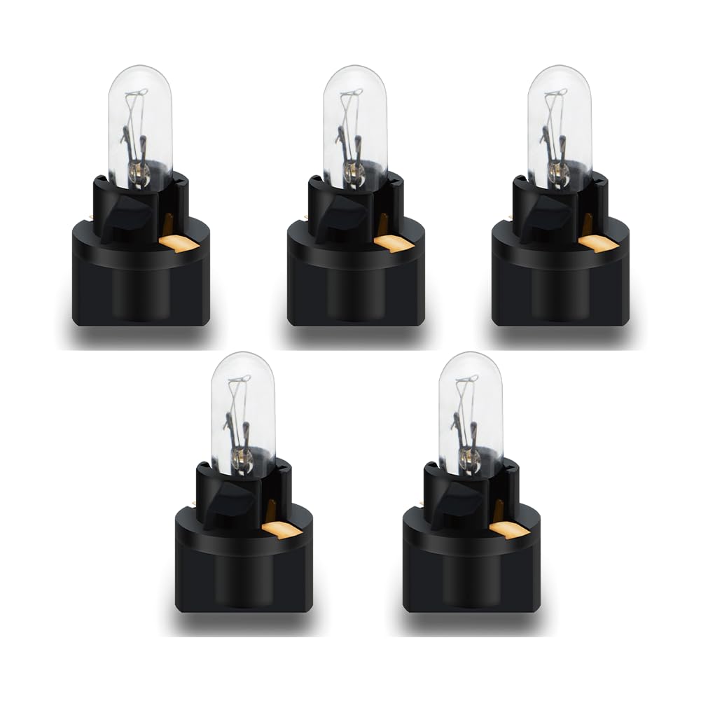 SOFOC T5 (Sockel-Mit-Nut) Halogen-Mini-Glühlampen für Armaturenbrettanzeigeleuchten und Kennzeichenleuchten 12V 1,2W Warmweiß 5 Stück von SOFOC