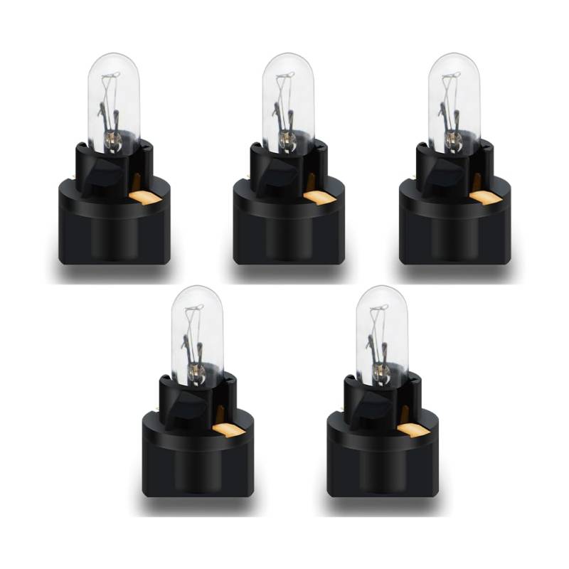 SOFOC T5 (Sockel-Mit-Nut) Halogen-Mini-Glühlampen für Armaturenbrettanzeigeleuchten und Kennzeichenleuchten 12V 1,2W Warmweiß 5 Stück von SOFOC