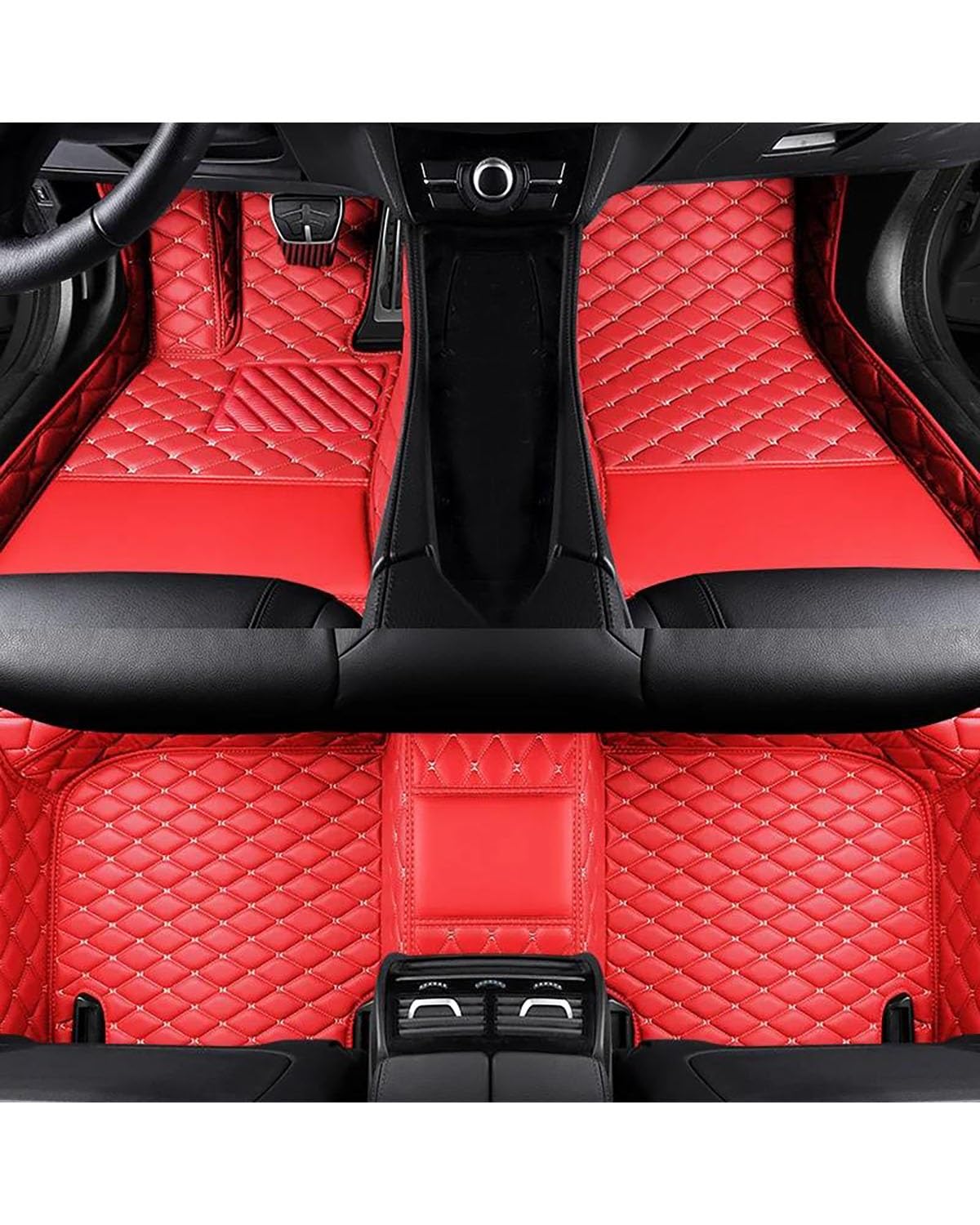 Autofußmatten Auto-Fußmatten Für Benz Für GL Für Klasse Für X164 Für X166 Für GLS 6-Sitzer 7-Sitzer Innenausstattung Automatten(Red,for GLS 6 Seat 20-23) von SOHINI