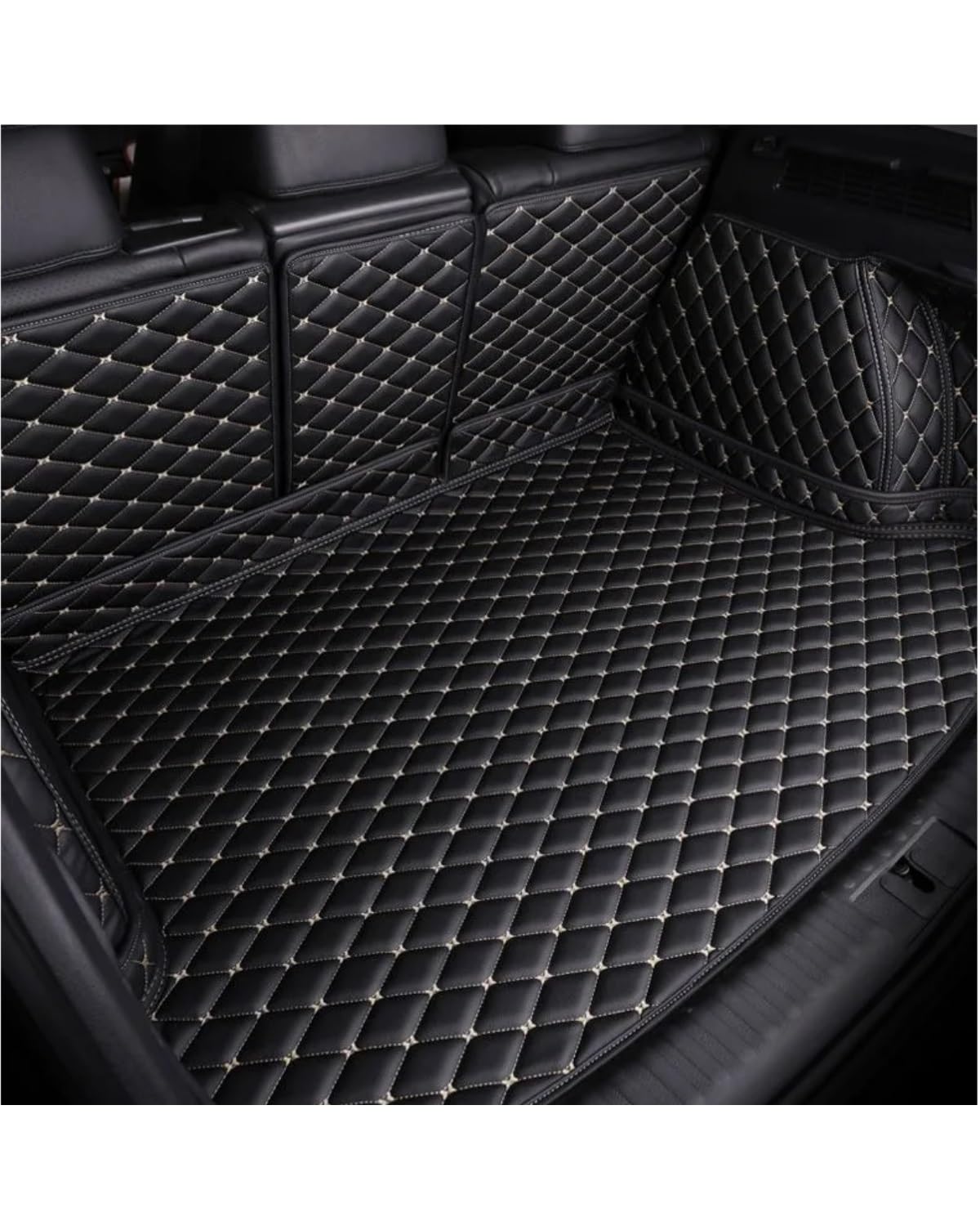 Boot Mat Boot Liner Für Alfa Für Romeo Für Stelvio Für Giulia wasserdichte Synthetisches Material Auto Zubehör Kofferraum Matte Kofferraummatte(Black Beige) von SOHINI