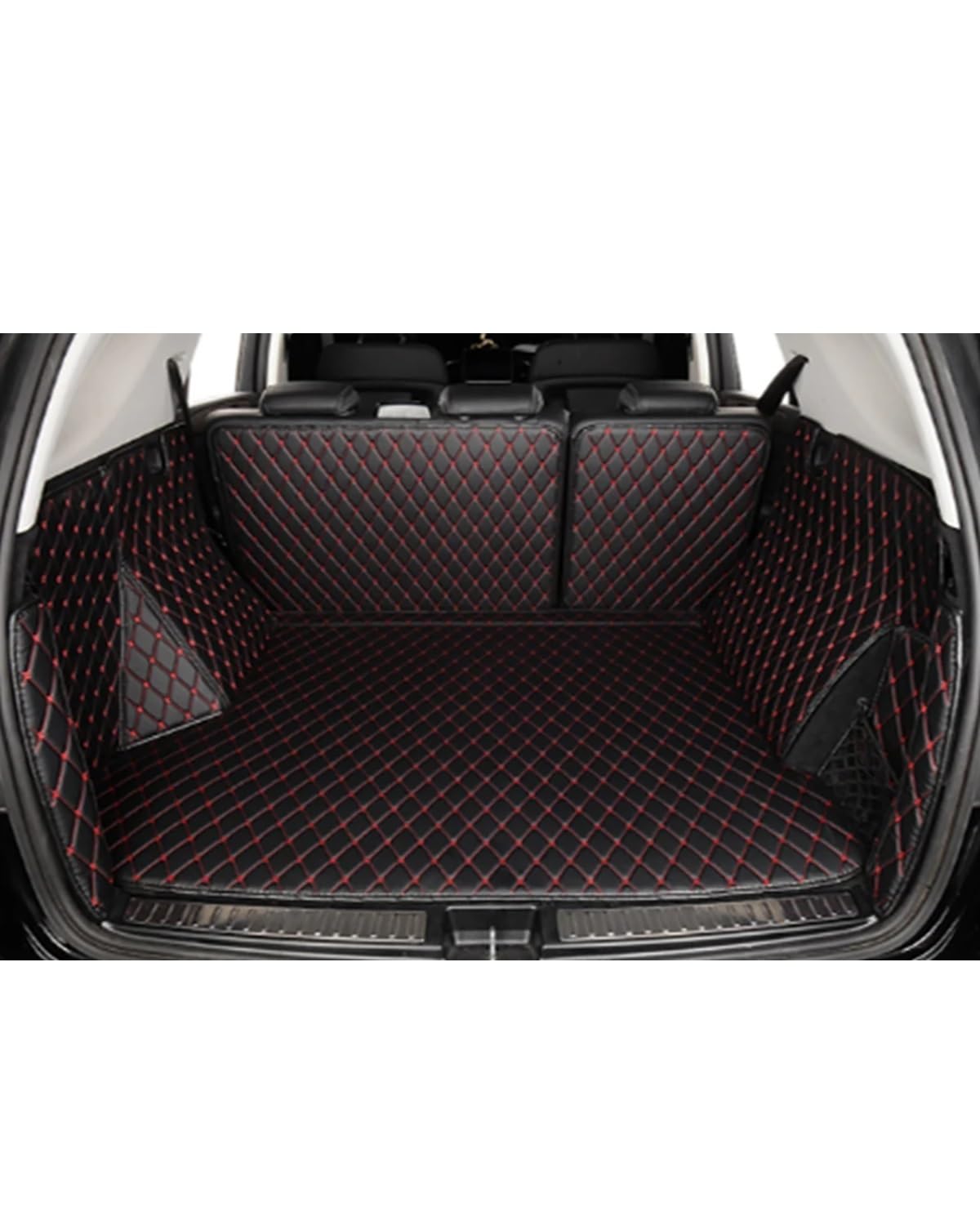 Boot Mat Boot Liner Für BYD Für Yuan Für Pro Für EV 2021 2022 2023 2024 Auto Cargo-Liner Pads Auto Boot Teppich Auto Stamm Matten Kofferraummatte(3Black with red) von SOHINI