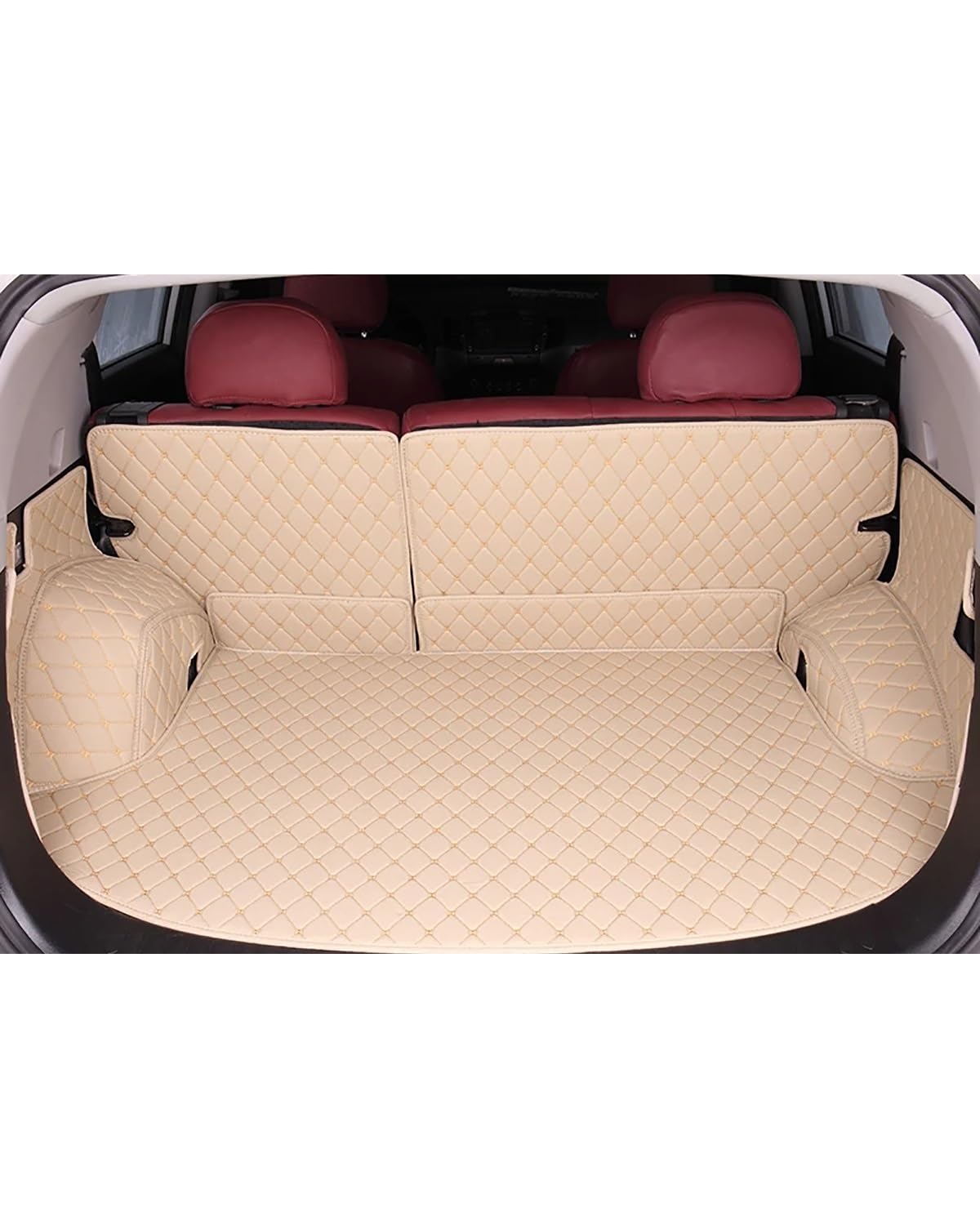 Boot Mat Boot Liner Für Ford Für Galaxy 2016 2017 2018 2019 2020 2021 2022 2023 2024 Auto Cargo-Liner Pads Auto Boot Teppich Auto Stamm Matten Kofferraummatte(Beige) von SOHINI