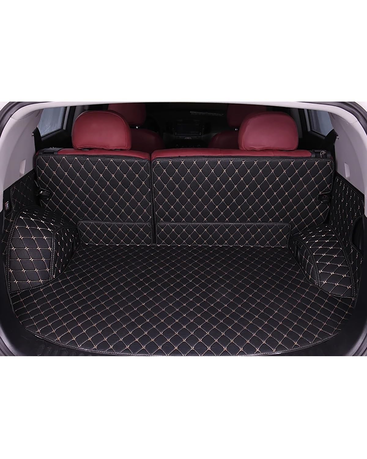 Boot Mat Boot Liner Für Ford Für Galaxy 2016 2017 2018 2019 2020 2021 2022 2023 2024 Auto Cargo-Liner Pads Auto Boot Teppich Auto Stamm Matten Kofferraummatte(Black beige) von SOHINI