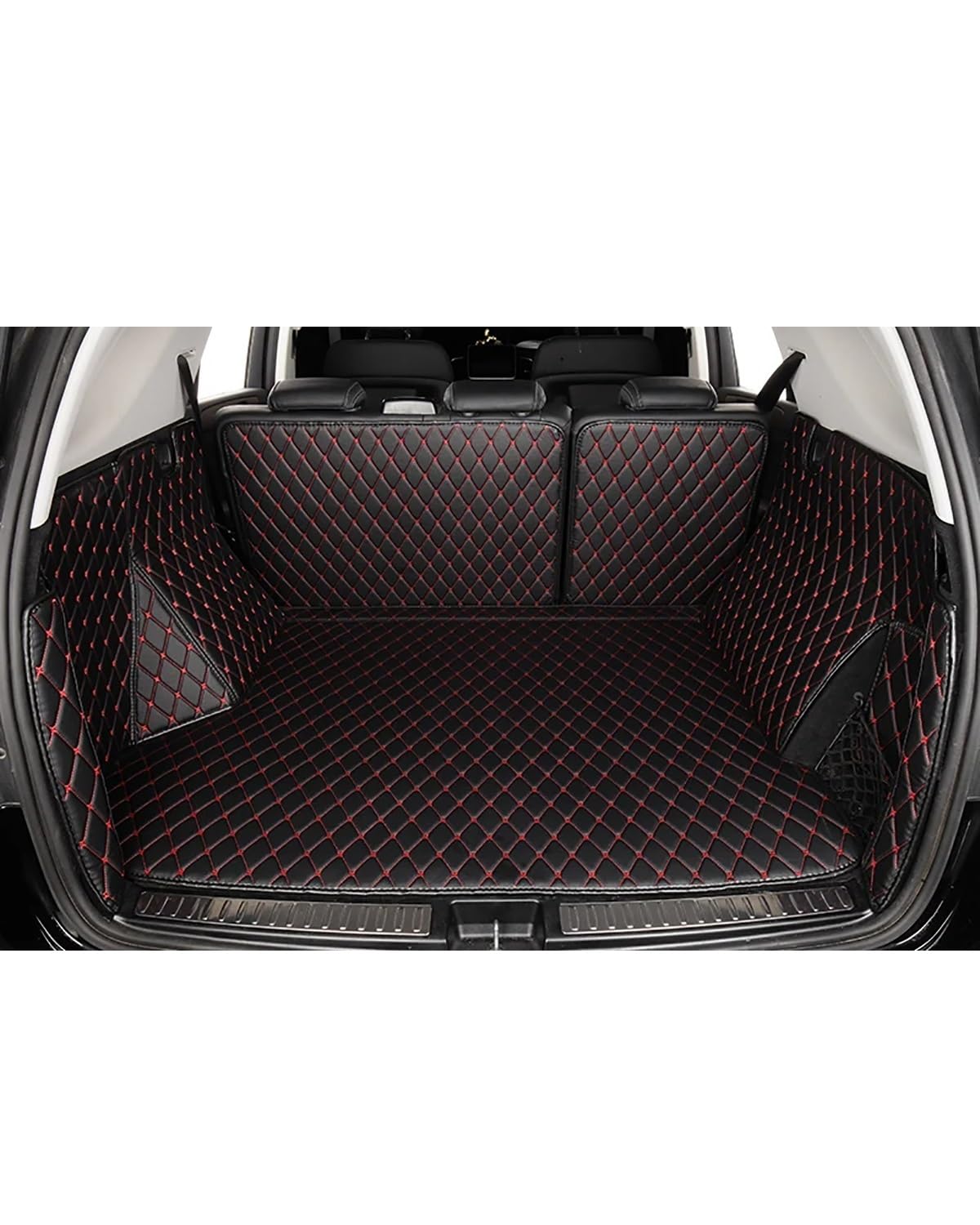 Boot Mat Boot Liner Für Ford Für Galaxy 2016 2017 2018 2019 2020 2021 2022 2023 2024 Auto Cargo-Liner Pads Auto Boot Teppich Auto Stamm Matten Kofferraummatte(Black red) von SOHINI