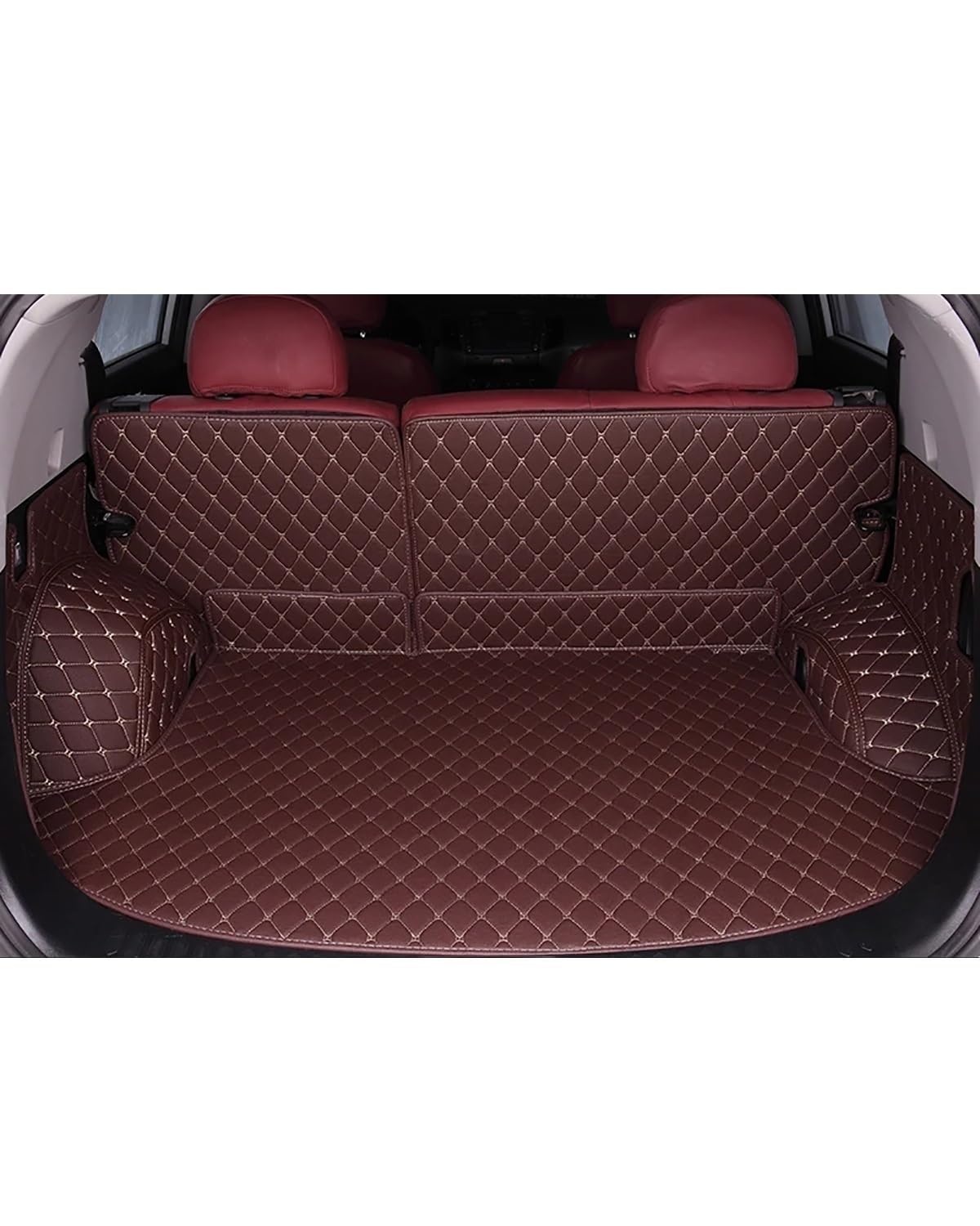 Boot Mat Boot Liner Für Ford Für Galaxy 2016 2017 2018 2019 2020 2021 2022 2023 2024 Auto Cargo-Liner Pads Auto Boot Teppich Auto Stamm Matten Kofferraummatte(Wine red) von SOHINI