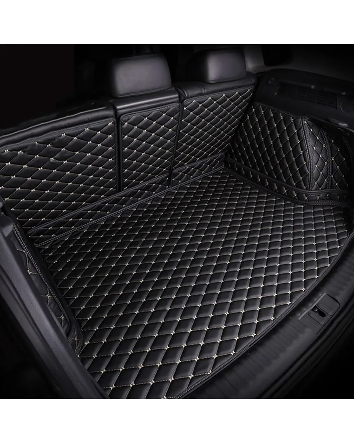 Boot Mat Boot Liner Für Geely Für Coolray 2019-2024 Auto Kofferraummatte wasserdichte Synthetisches Material Innen Bodenplatte Auto Zubehör Kofferraummatte(Balck Beige) von SOHINI