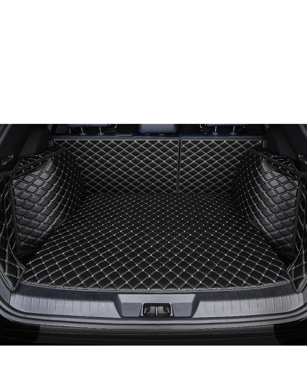 Boot Mat Boot Liner Für Kia Für Sportage 2022 Für Sorento Ev6 Stonic Für Soul Picanto Für Cerato Carens wasserdichte Synthetisches Material Auto Zubehör Kofferraummatte(Black Beige) von SOHINI