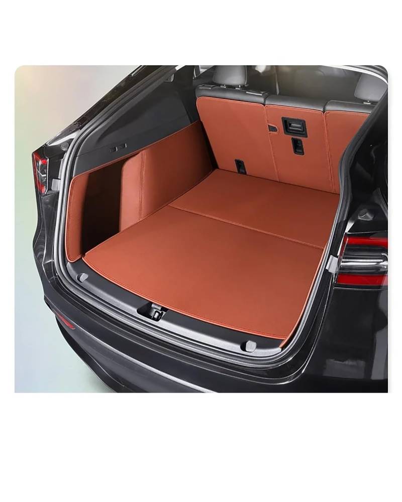 Boot Mat Boot Liner Für Teslaes Für Modell Für Y Fit Stamm Matte Auto Innen Zubehör Synthetisches Material Teppich Für Zurück Speicher Trunk Cargo Matte Kofferraummatte(Brown) von SOHINI