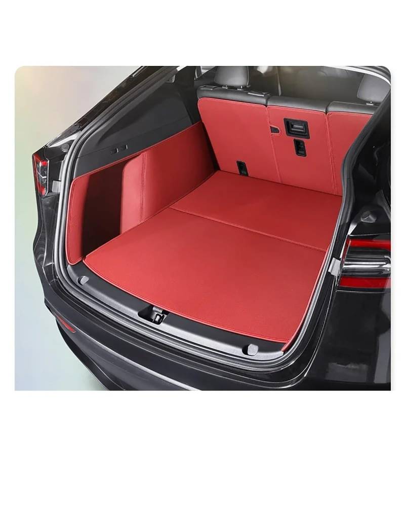 Boot Mat Boot Liner Für Teslaes Für Modell Für Y Fit Stamm Matte Auto Innen Zubehör Synthetisches Material Teppich Für Zurück Speicher Trunk Cargo Matte Kofferraummatte(Burgundy) von SOHINI