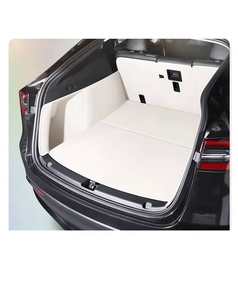 Boot Mat Boot Liner Für Teslaes Für Modell Für Y Fit Stamm Matte Auto Innen Zubehör Synthetisches Material Teppich Für Zurück Speicher Trunk Cargo Matte Kofferraummatte(White) von SOHINI