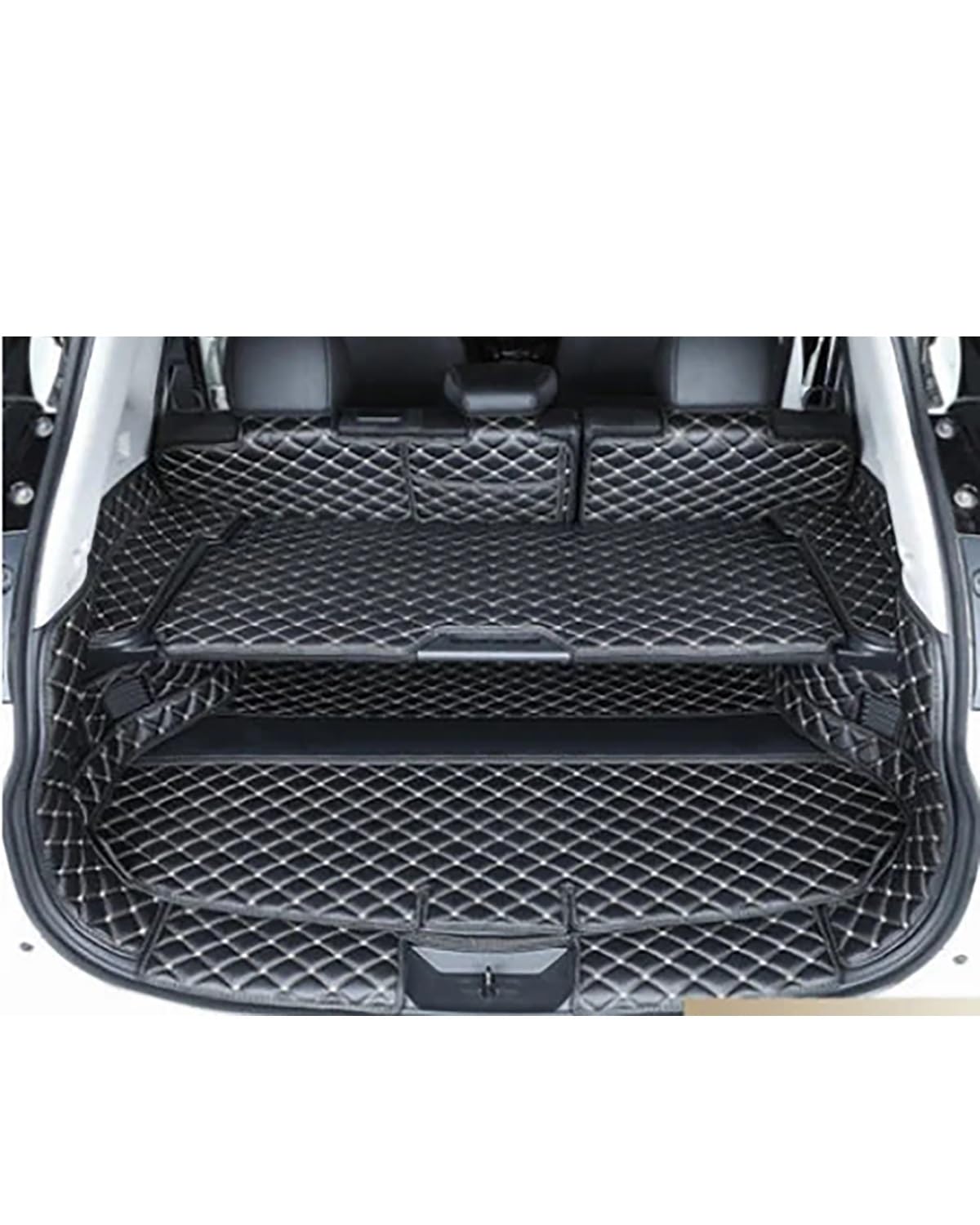 Boot Mat Boot Liner Für X-trail T32 7 Sitze 2019 Wasserdichte Kofferraumteppiche Laderaumauskleidung Für Xtrail 2018-2014 Gute Matten! Kompletter Satz Kofferraummatten Kofferraummatte(Black with beige von SOHINI