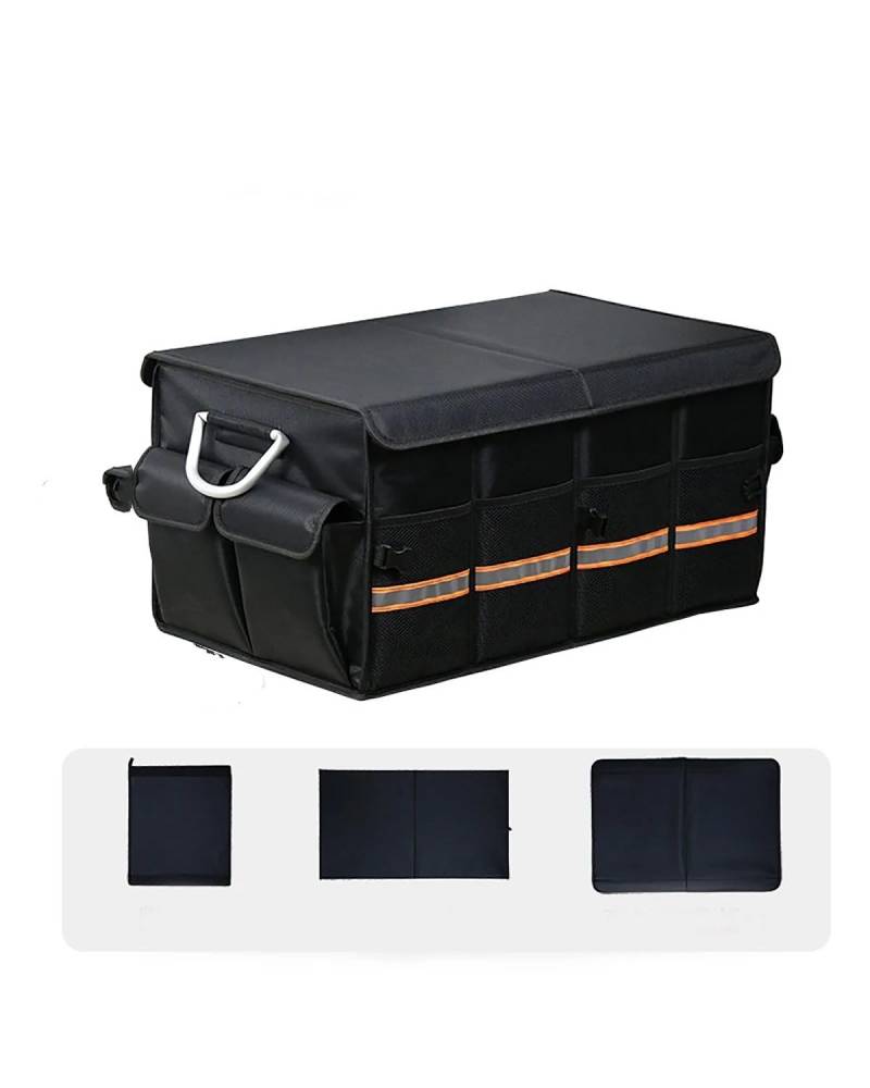 Kofferraum Organizer 66L Kofferraum-Organizer Faltbar Langlebig Robust Zusammenklappbar Aufbewahrungsbox Mit Reflektierenden Streifen Für Limousine SUV Heimaufbewahrung. Auto Kofferraumtasche(2 PCS bi von SOHINI