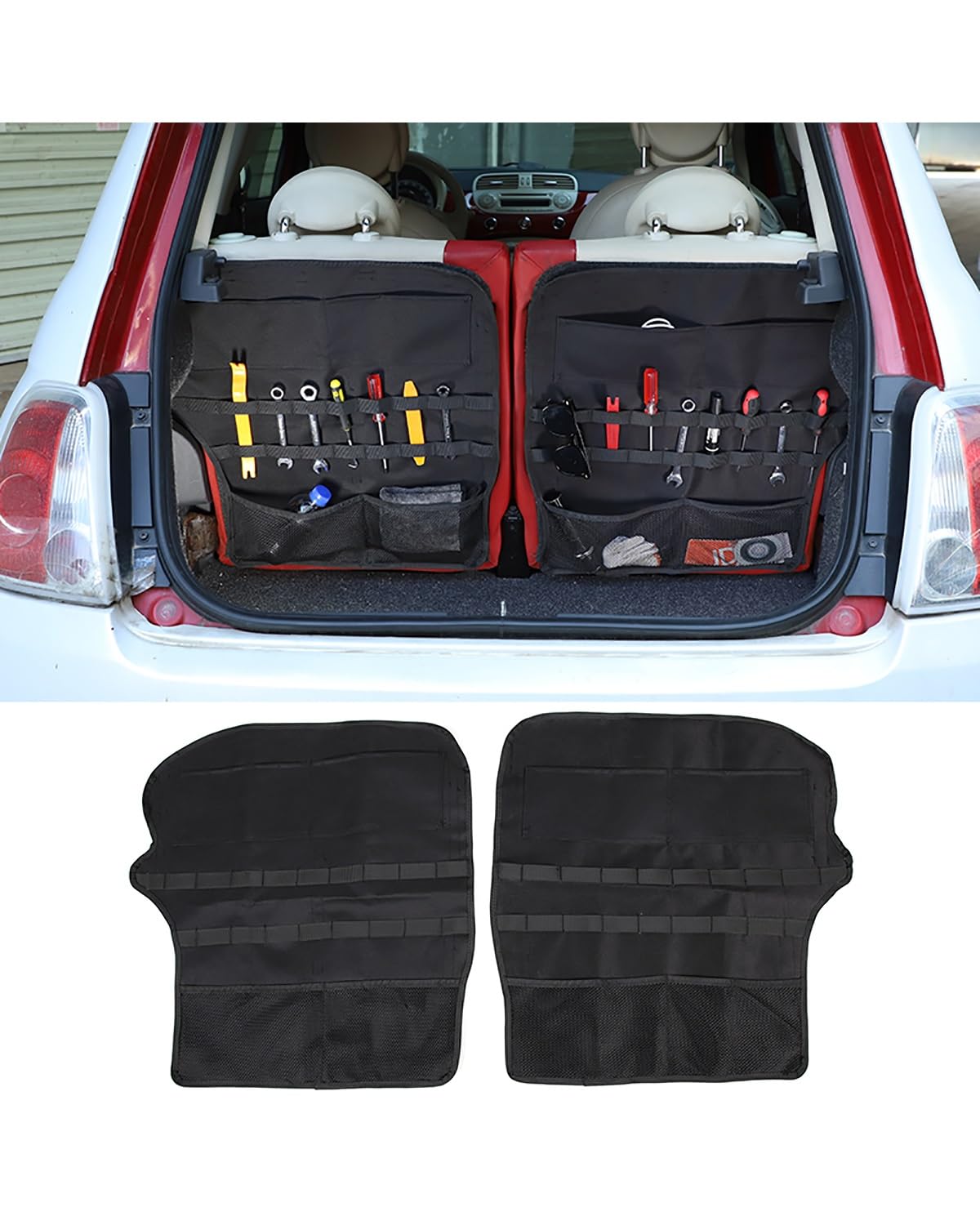 Kofferraum Organizer Für 500 2007-2024 Aufbewahrungstasche Für Rücksitzlehne Auto Mehrere Hängenetze Tasche Für Kofferraum-Organizer Automatisches Verstauen Auto Kofferraumtasche(for 2007-2015) von SOHINI