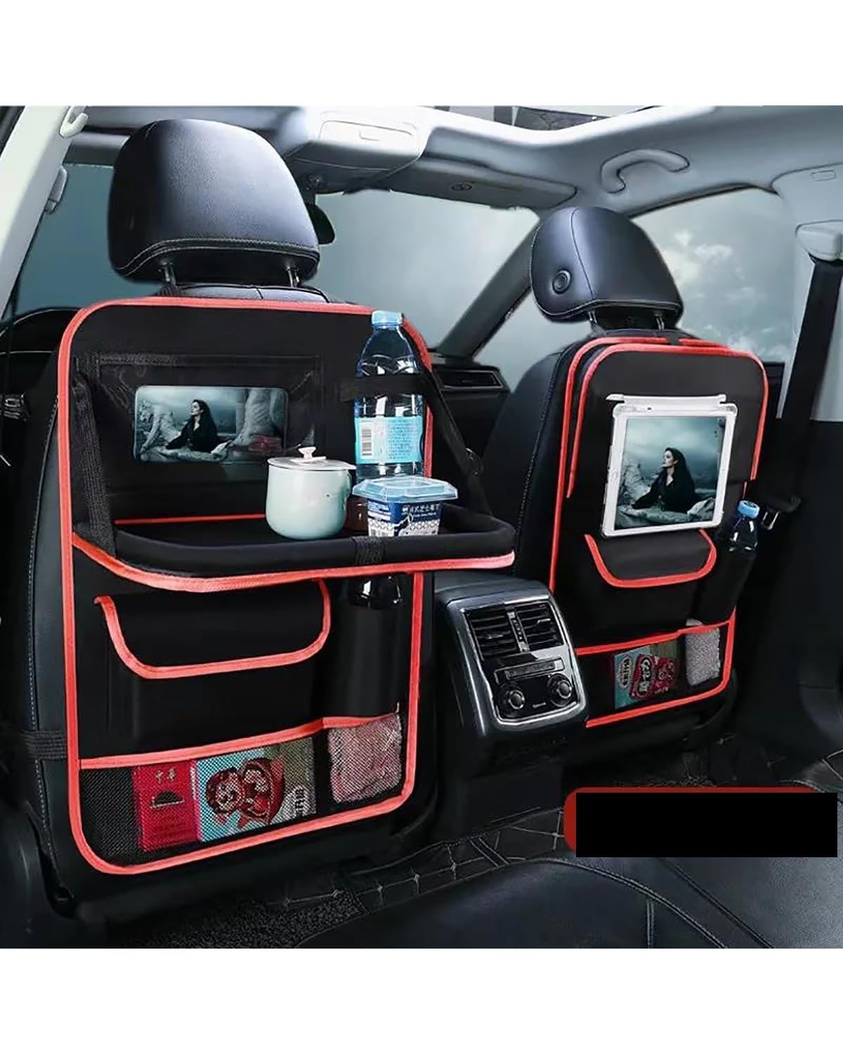 autositz Organizer Universal Auto Sitze Organizer Mit Tablett Tablet Halter Multi-Tasche Lagerung Autos Innen Verstauen Aufräumen Kofferraum Organizer Klett(Red) von SOHINI