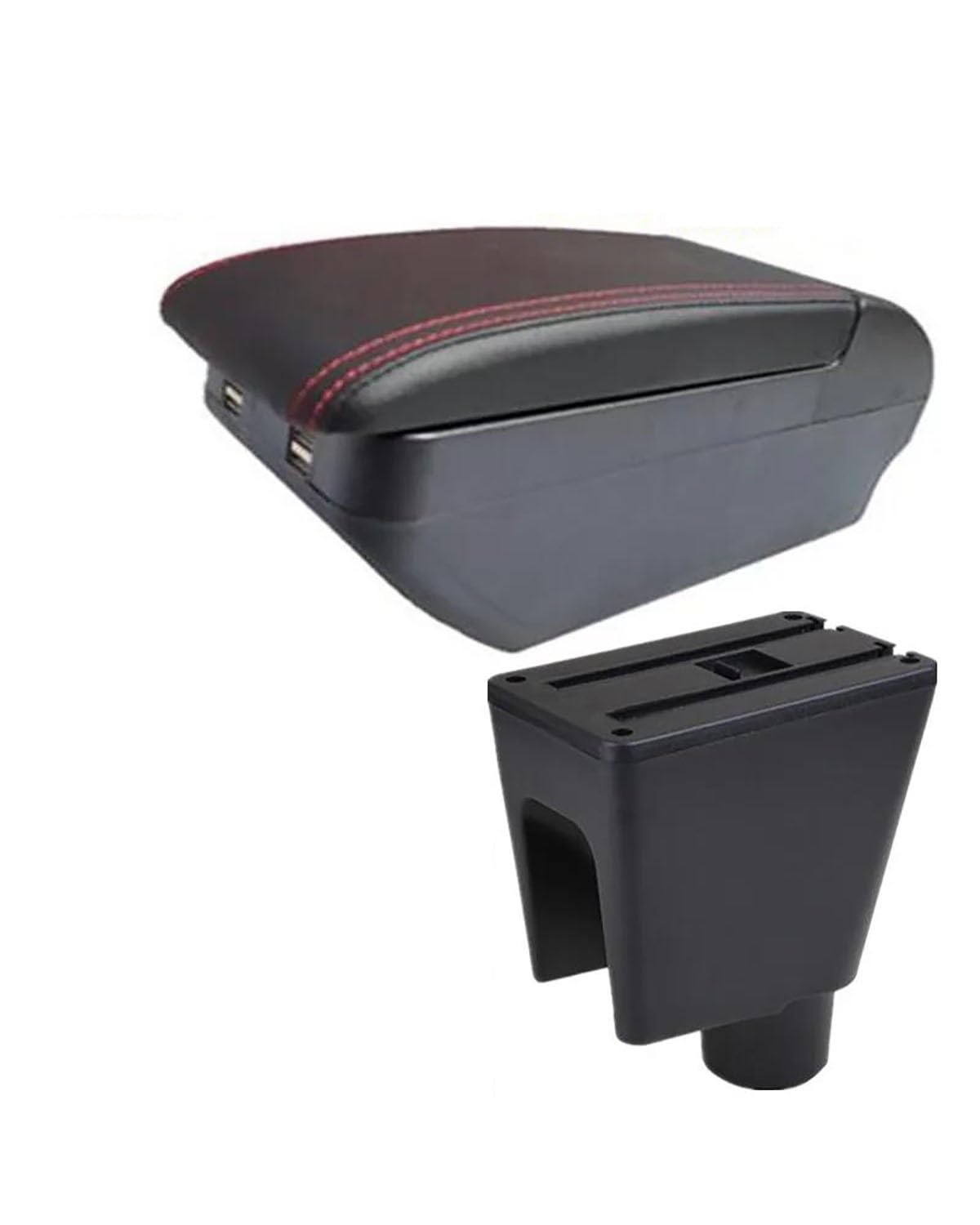 Mittelarmlehne Für Spark 3 Für Spark III Aveo T200 2010 2011 2012 2013 2014 Konsolen-Aufbewahrungsbox Dekoration Autozubehör Innenteil Mittelkonsole Armlehne(H Black Red 4 USB) von SOHINI