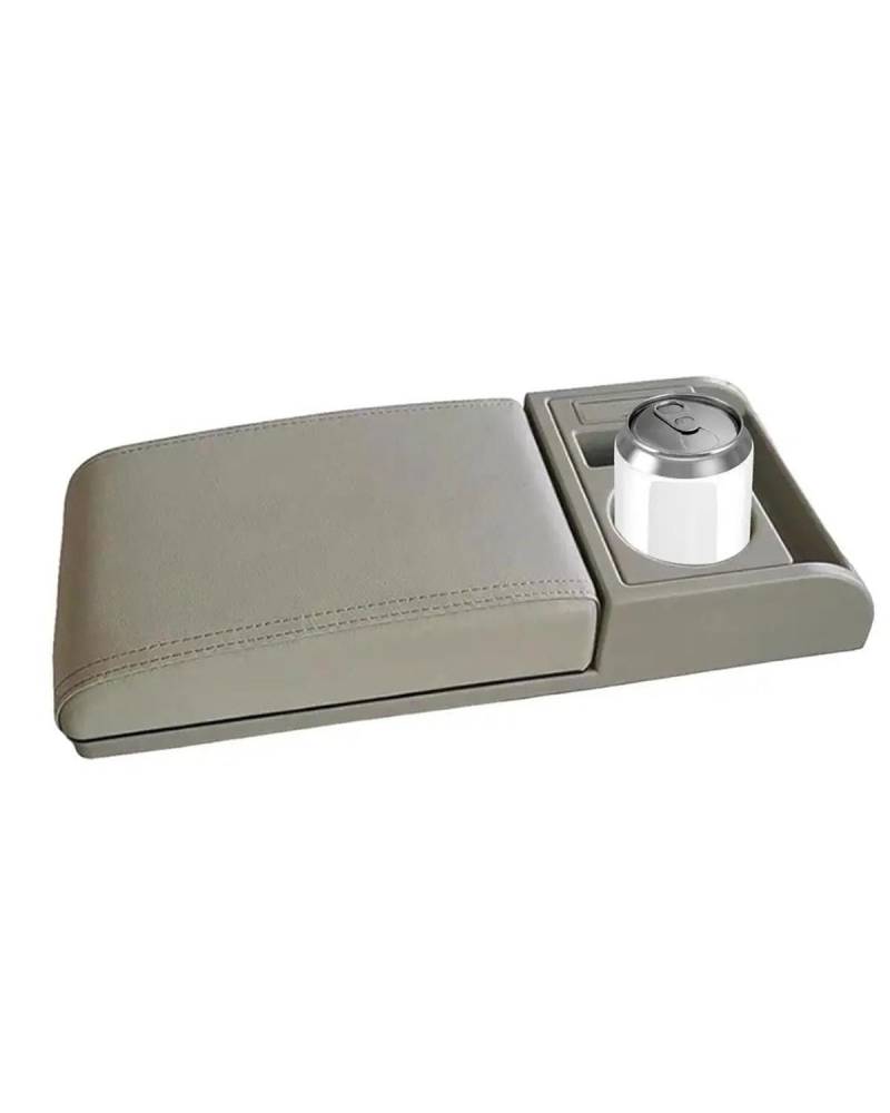 Mittelarmlehne Mittelkonsole Auto Armlehne Mit Getränkehalter PU Leder Auto Armlehne Abdeckung Für Die Meisten Mittelkonsole Armlehne(Gray) von SOHINI