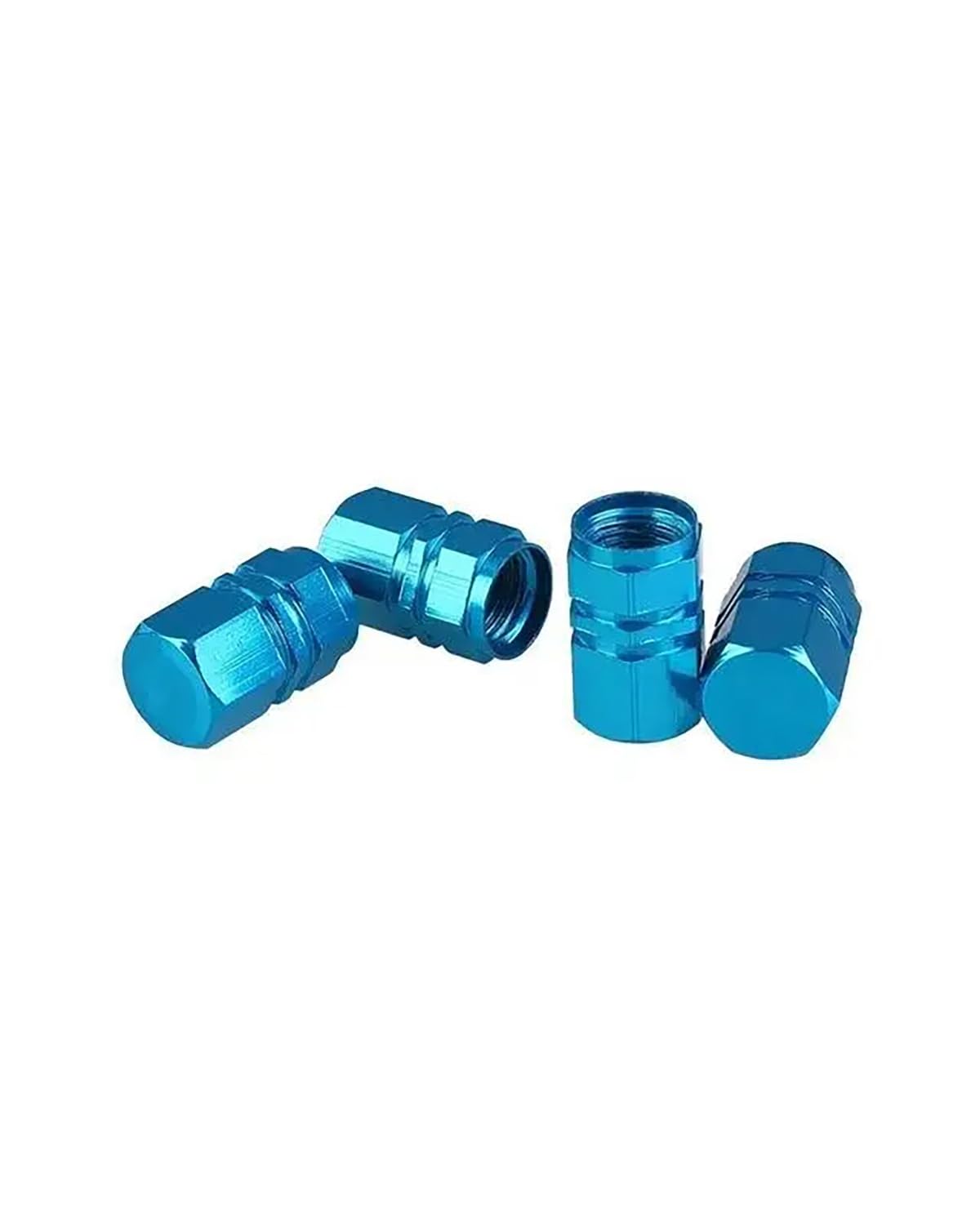 Ventilkappen 4 Pcs Bunte Aluminium Legierung Reifen Kappe Autos Hexagon Rad Reifen Kappen Ventilkappen Auto(Blue) von SOHINI