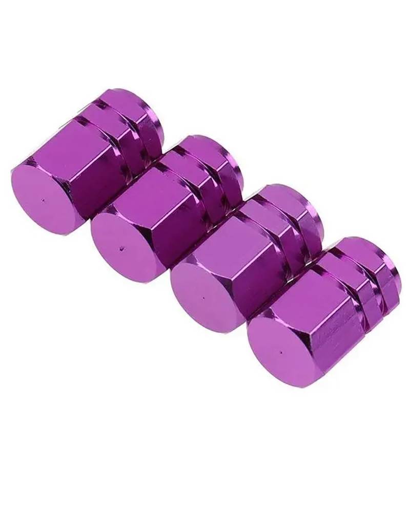 Ventilkappen 4 Pcs Bunte Aluminium Legierung Reifen Kappe Autos Hexagon Rad Reifen Kappen Ventilkappen Auto(Purple) von SOHINI