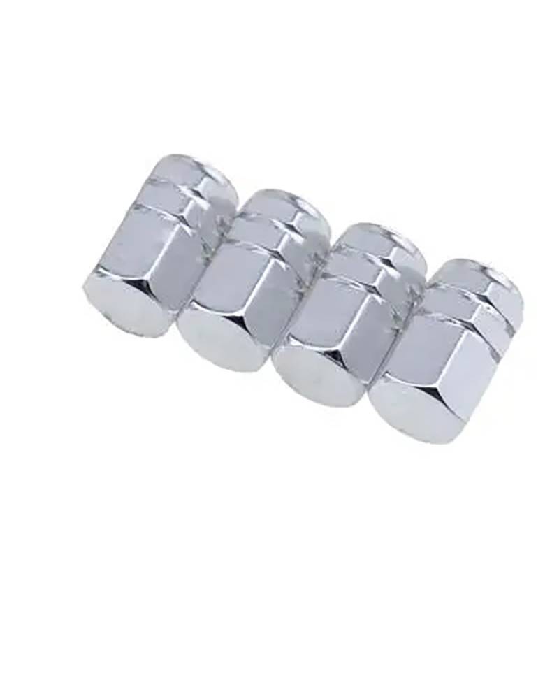 Ventilkappen 4 Pcs Bunte Aluminium Legierung Reifen Kappe Autos Hexagon Rad Reifen Kappen Ventilkappen Auto(Silver) von SOHINI