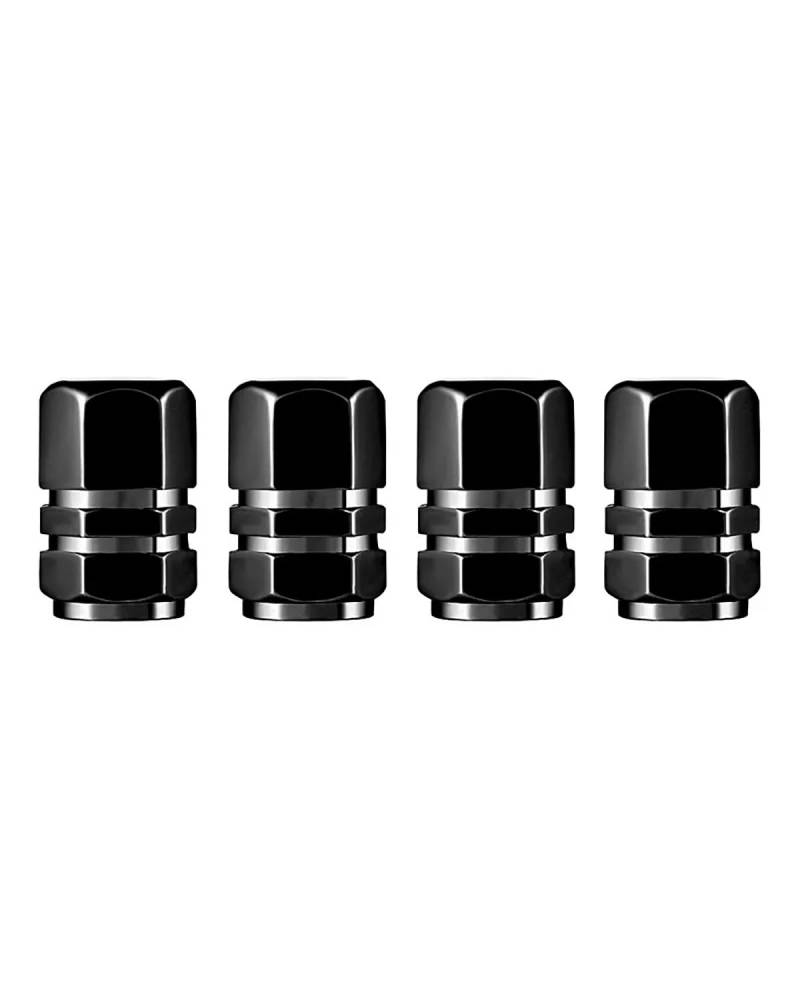 Ventilkappen 4PCS Aluminium Auto LKW Motorrad Reifen Ventil Stem Caps Reifen Ventil Kappen Ventilkappen Auto(Black) von SOHINI