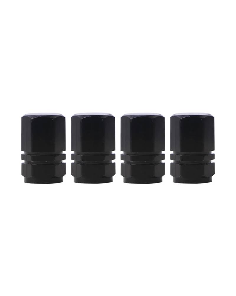 Ventilkappen 4PCS Aluminium Auto LKW Motorrad Reifen Ventil Stem Caps Reifen Ventil Kappen Ventilkappen Auto(Black) von SOHINI