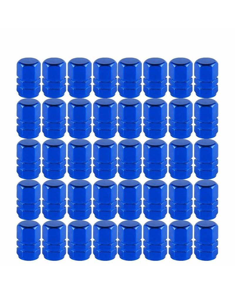 Ventilkappen 80PCS Aluminium Reifen Ventil Kappen Rad Ventil Kappen Auto Staubdicht Reifen Kappen Zubehör Ventilkappen Auto(Blue-10Bags) von SOHINI