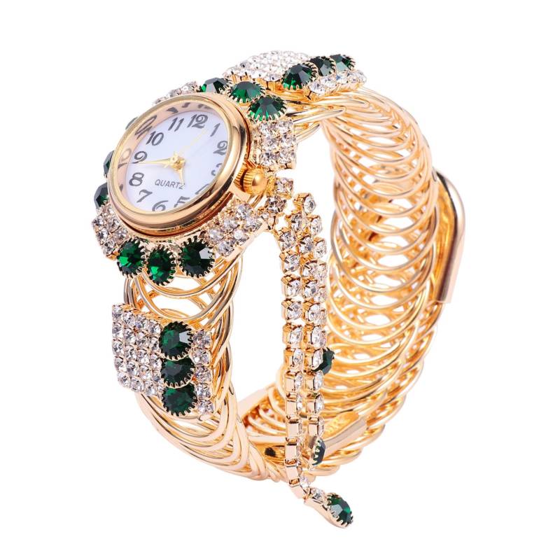 SOIMISS 1Stk Armbanduhr Golduhr Damen goldenes Kleid quadratische Uhren für Frauen Armreif Luxus bescherung Weihnachten weinachts Uhr mit Quarzwerk Mädchen sehen Legierung Green von SOIMISS