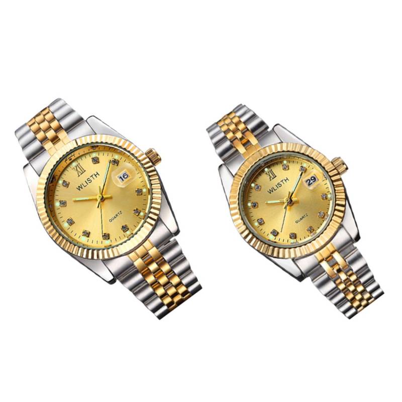 SOIMISS 2St Paar beobachten Frauen Band zweite Damen nachttisch Uhr nachttischuhr Sports Watch Appel watchs Uhr Watch Uhr für Liebhaber einfache Uhr Gehäusematerial: Legierung Golden von SOIMISS