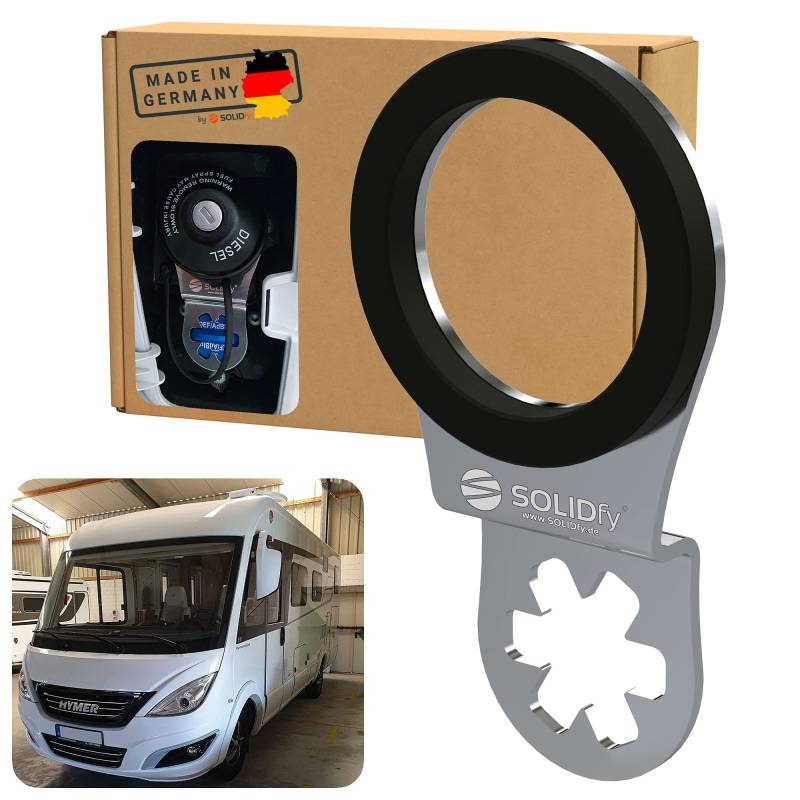 SOLIDfy® - AdBlue Verschluss Sicherung aus Edelstahl für Hymer Vollintegriert (passend für: Fiat Ducato, Citroen Jumper, Peugeot Boxer) von SOLIDfy