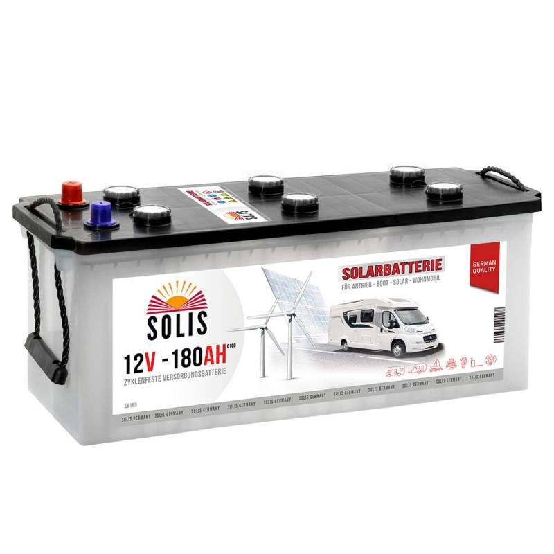 Solis Solarbatterie 180AH 12V Antriebs Versorgungs Boots Wohnmobil Solar Caravan Batterie von SOLIS