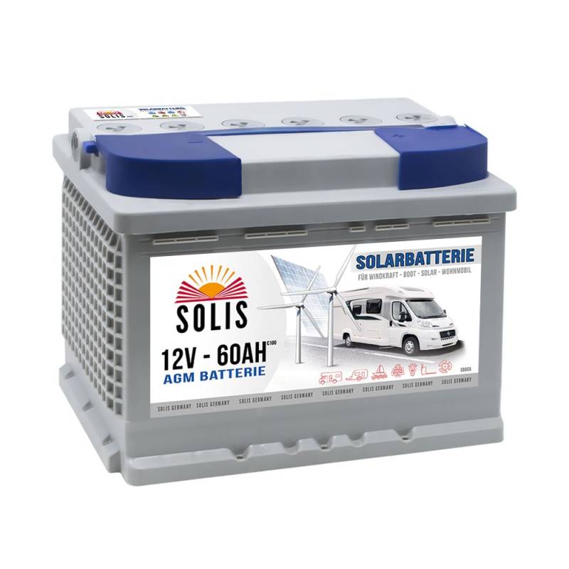 AGM Solarbatterie 60AH Boots Wohnmobil Solar Versorgungs Batterie von SOLIS