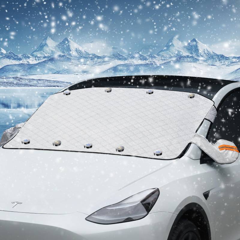 SOLLON Frontscheibenabdeckung Winter Magnet Windschutzscheibenabdeckung Scheibenabdeckung Auto Winter SUV, Frostschutz Auto Frontscheibe Abdeckung Windschutzscheibe Winter Anti Schnee EIS Frost von SOLLON