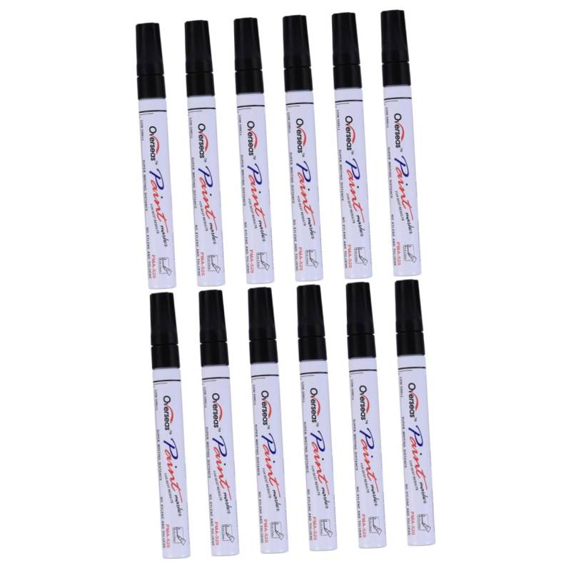 SOLUSTRE 12 STK Lackstift für Autolacke Scratch fix Scratch Repair Metall Reparatur Farbstifte Farbmarkierungen Graffiti-Marker Auto Markierstift Reparaturstift für Autokratzer Black von SOLUSTRE