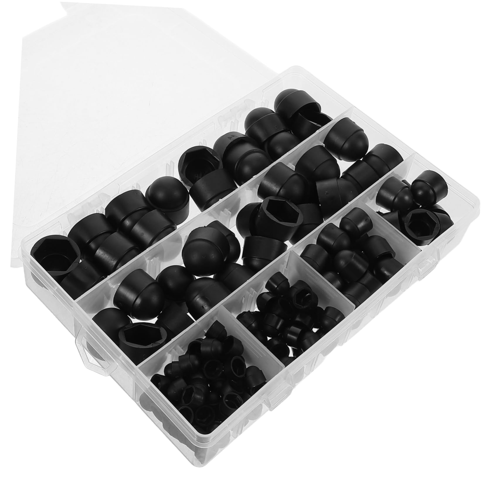 SOLUSTRE 145-Teiliges Set Mutternabdeckungssatz schraubenkappen schwarz Schraubenschutzkappen Schraubenschutz Abdeckungen Muttern Kappen Set sechseckige Abdeckung Hutmuttern Nylon Black von SOLUSTRE