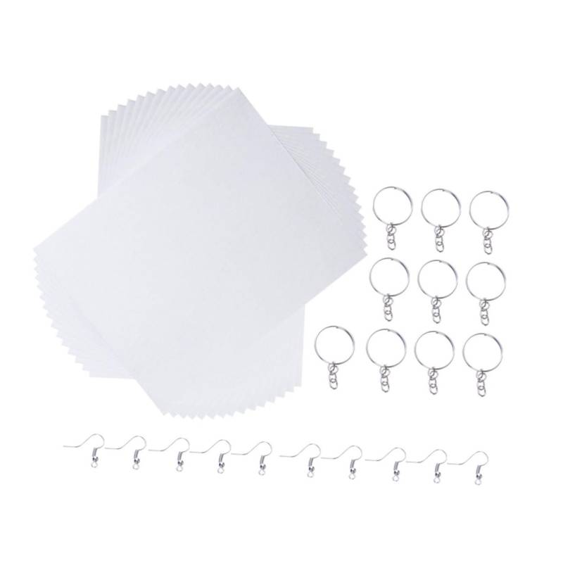 SOLUSTRE 15 Blätter Materialien für Ohrhaken selber machen Schlüsselband schnappen Anlage Clips Schlüsselanhänger Splitter DIY Schrumpffolie Set Transparente Schrumpffolie Schrumpfdruck von SOLUSTRE