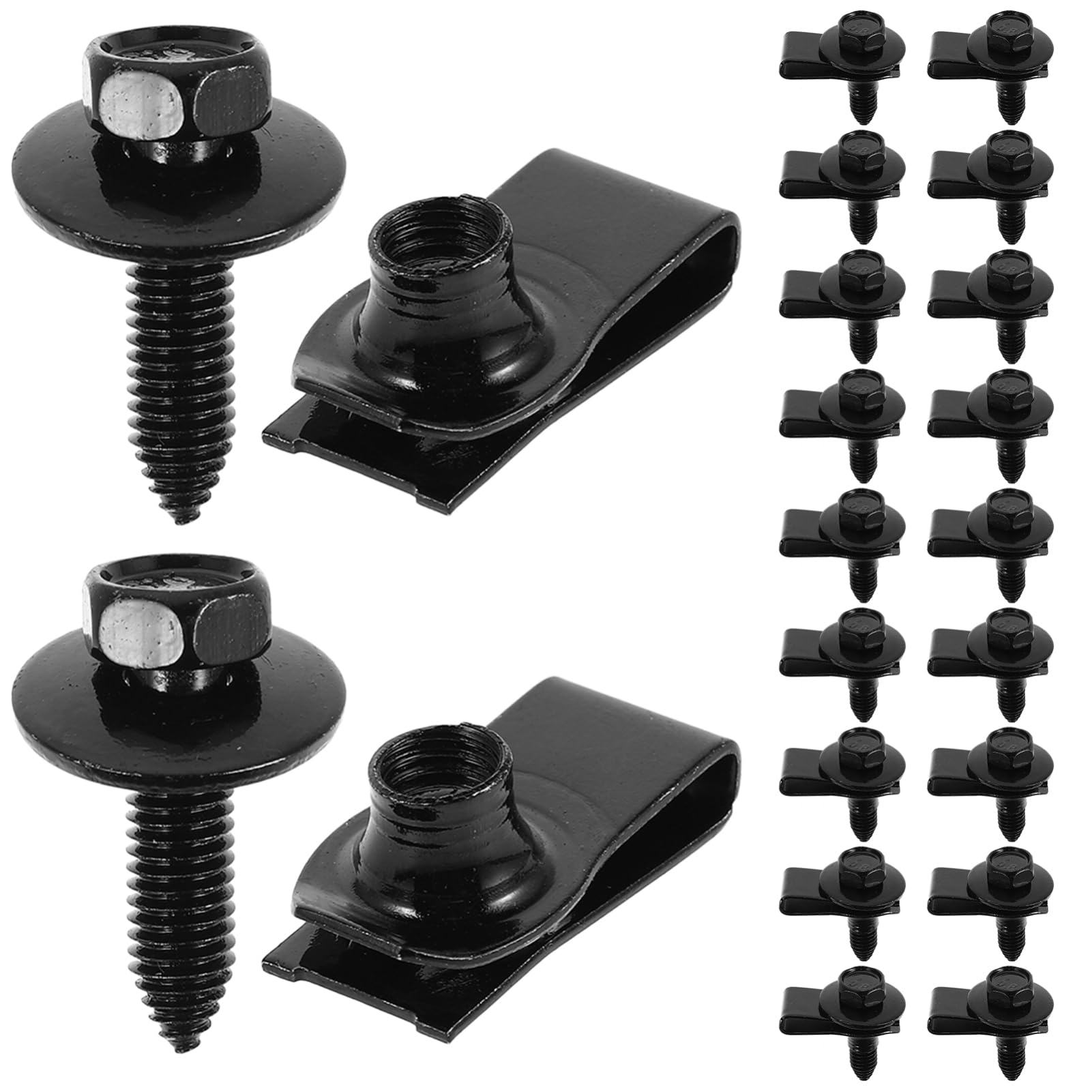 SOLUSTRE 20 Sätze Auto-Clip-Stoßstangenschutzschrauben Befestigungsschrauben für Stoßstange Autoschrauben Set Kfz-Mutternklammern Schraubklemmen, Metallbefestigungen U-Nut-Klemme Black von SOLUSTRE