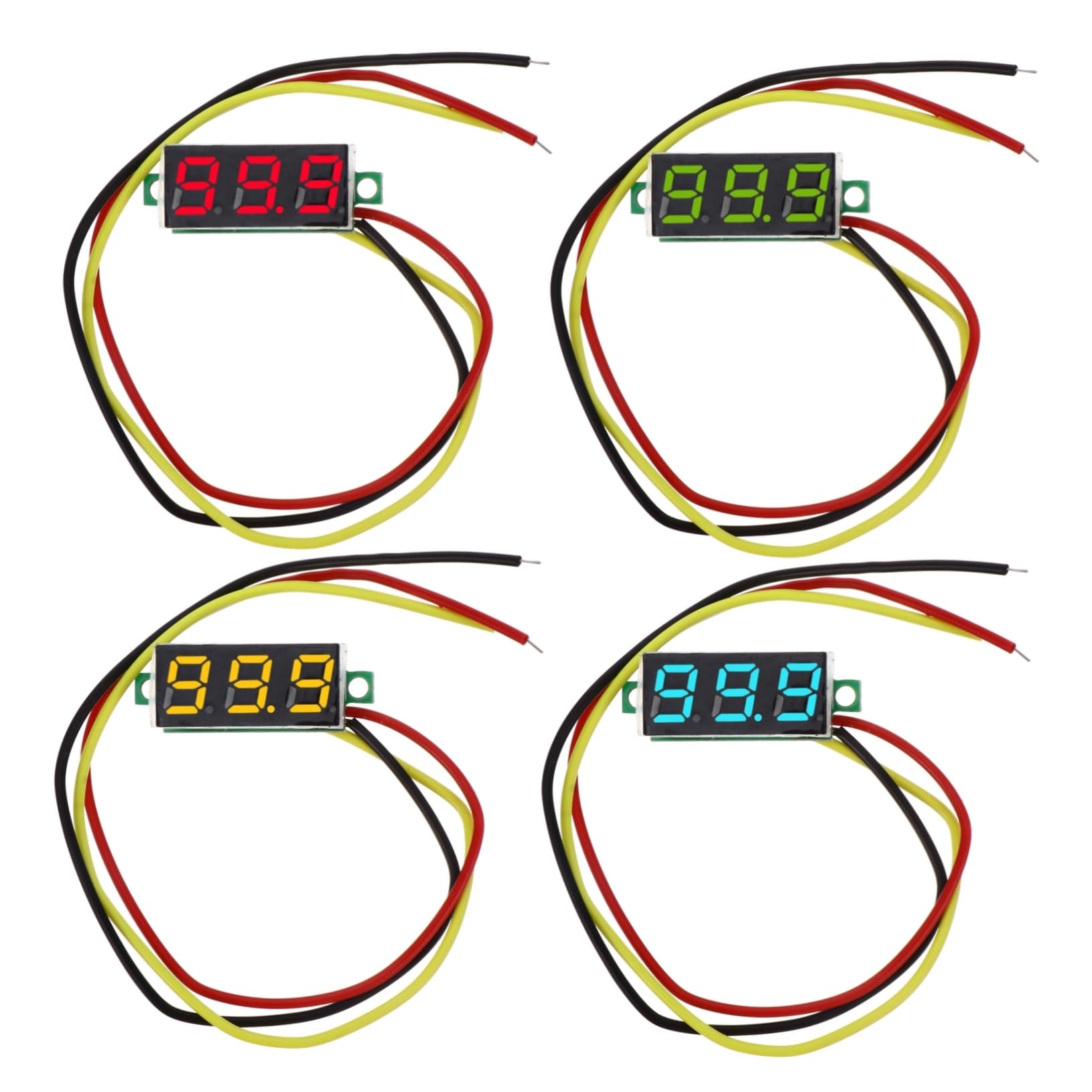 SOLUSTRE 4 Stück Voltmeter Wattmeter Autobatterie Batterie Messgerät Auto Geführt Monitor Dreiadriger Spannungsmesser Spannung Strom Draht Spannungsprüfer -tester Energiezähler Gummi von SOLUSTRE