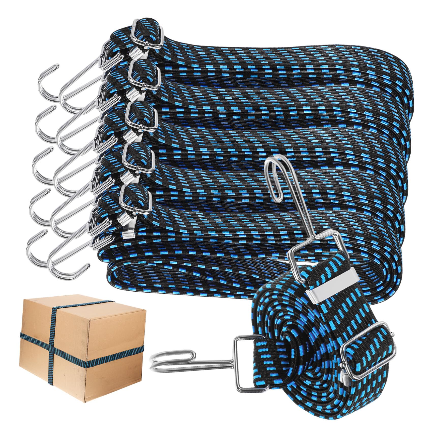 SOLUSTRE 6 STK Elastische Gepäckschnur Bungee-seile Verstellbare Elastische Bungee-Kabel Schwere Hebegurte Hakenbänder LKW-ladeflächengurte Abschleppgurte Hebeband Gepäckgurte Blue Metall von SOLUSTRE