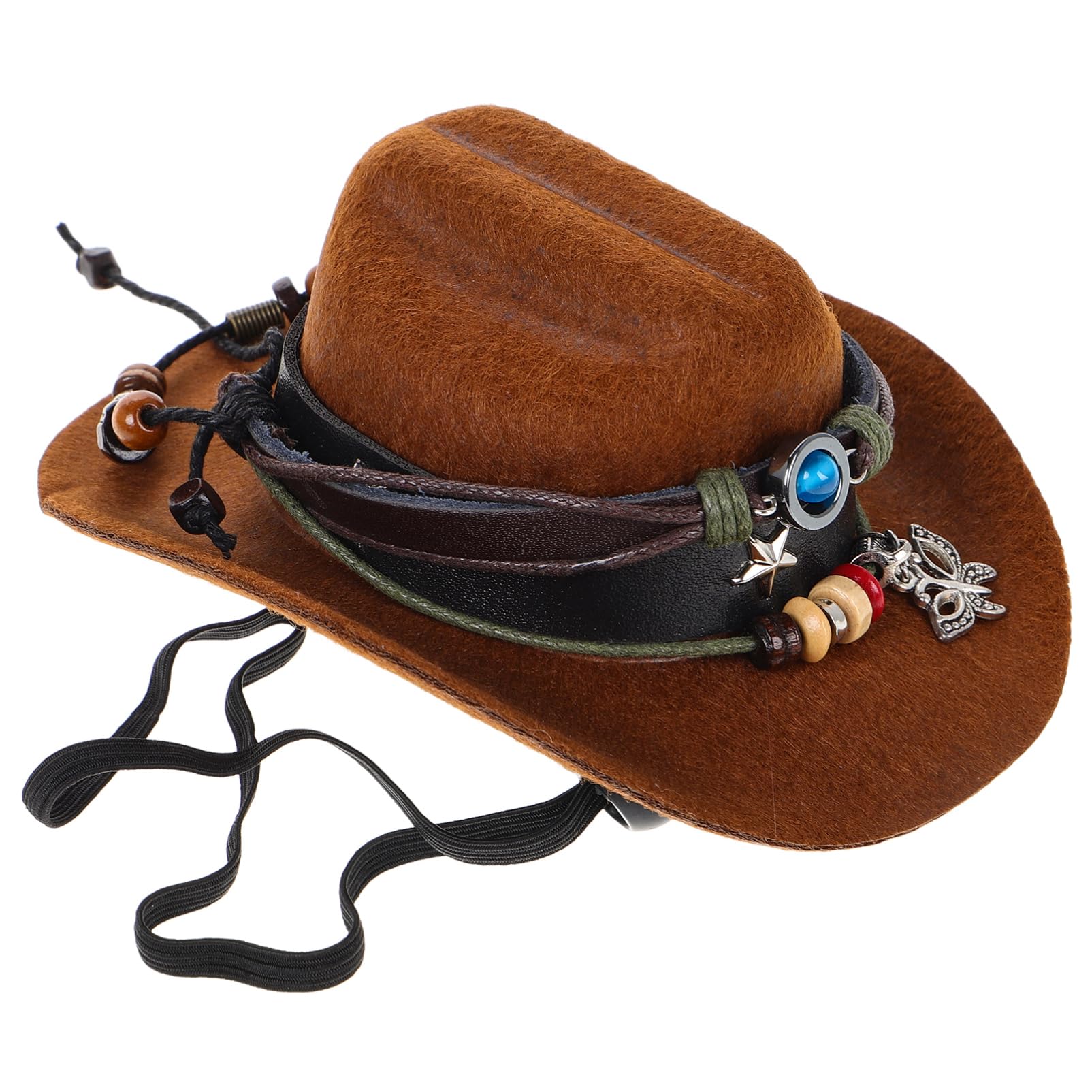 SOLUSTRE Auto-innendekoration Cowboyhüte Mit Breiter Krempe Cowgirl-hut Mini-cowboyhüte Zum Basteln Westliches Autozubehör Kleine Hundehüte Süßes Autozubehör Auto-rückfahranhänger Polyester von SOLUSTRE