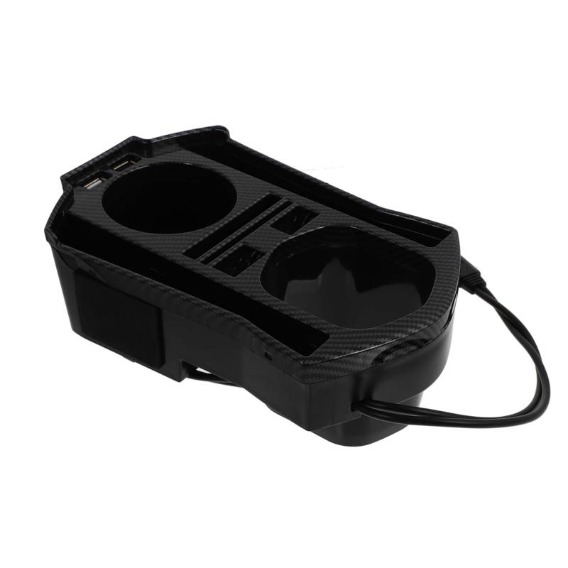 SOLUSTRE Getränkehalter wiederaufladbar Becherbehälter in der Mittelkonsole Auto USB ladegeräte Storage Boxes Tassenablage in der Mittelkonsole Organizer für Konsolenbecher Plastik Black von SOLUSTRE