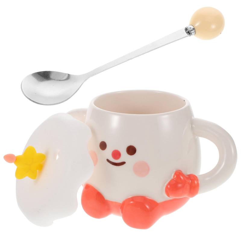 SOLUSTRE Kuchenbecher trinkbecher keramikgeschirr Niedliche Kaffeetasse küchenaccessoires Kaffeetasse mit Sternendesign Cartoon-Wasserbecher Kawaii Kaffeebecher süße Tassen Porzellan von SOLUSTRE