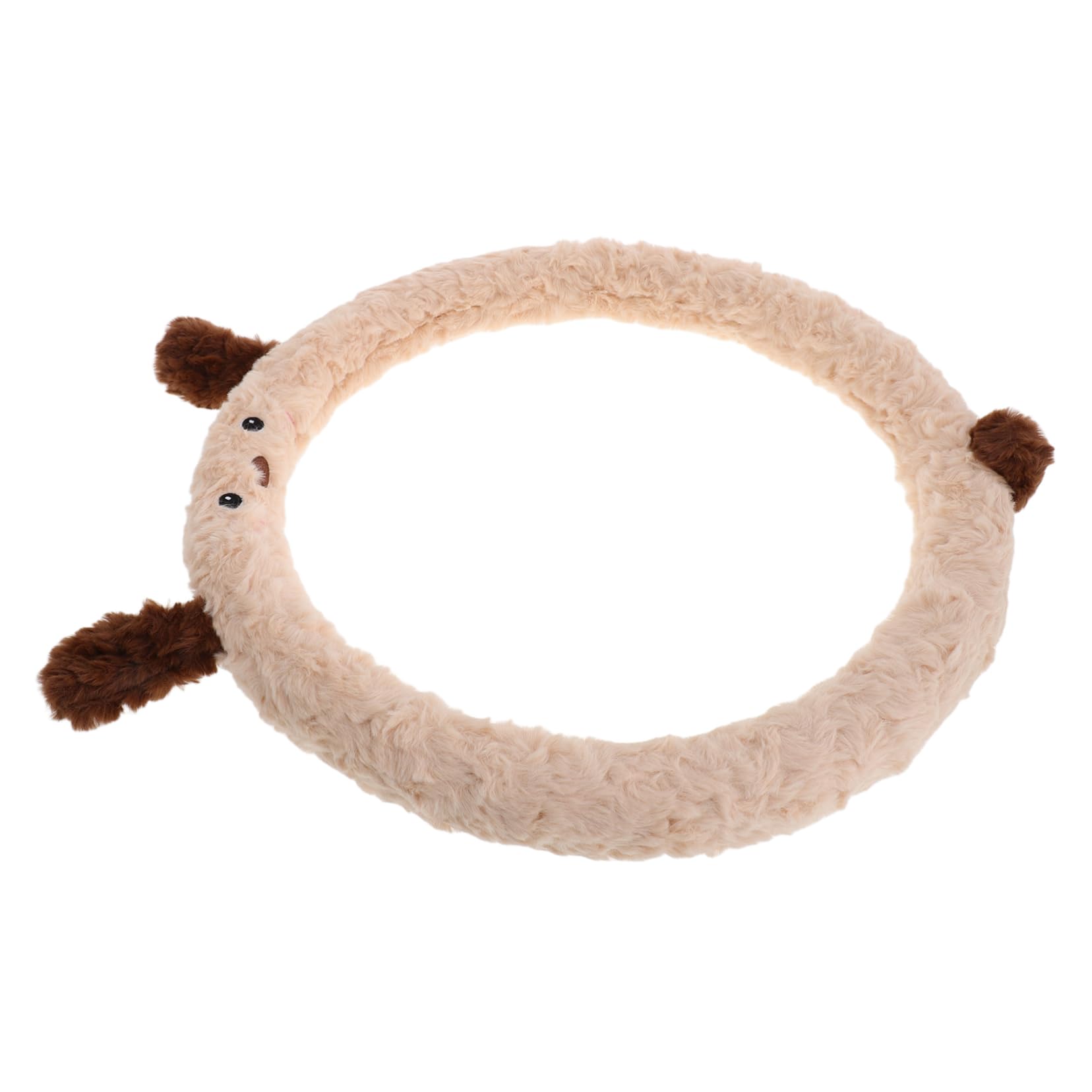 SOLUSTRE Lenkradabdeckung Stirnband-Schal doppelseitige Dekoration Mantel Trampolin Kette Lustiger Lenkradbezug Cartoon Lenkradbezug Kawaii-Autozubehör Lenkradbezug für Damen Plüsch Khaki von SOLUSTRE