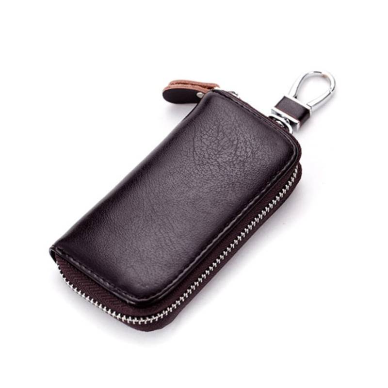 SOLUSTRE Multifunktionale Leder Geldbörsentasche Für Autoschlüssel Reißverschluss Style Etui Kaffee Ideal Für Ersatzteile Und Zubehör Kompakt Und Praktisch Für Den Alltag von SOLUSTRE