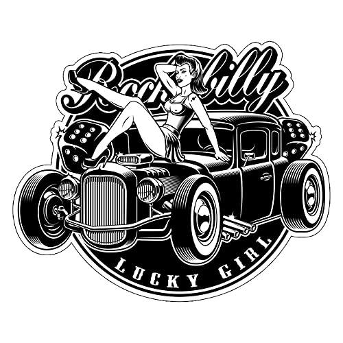 car Sticker Mädchen Stil Glückweinlese Auto Hot Rod Retro Motorrad Aufkleber Aufkleber (Color Name : Beige, Size : Length 12.7CM) von SOMEXI